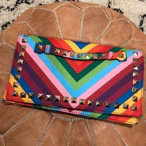 Rainbow studded clutch